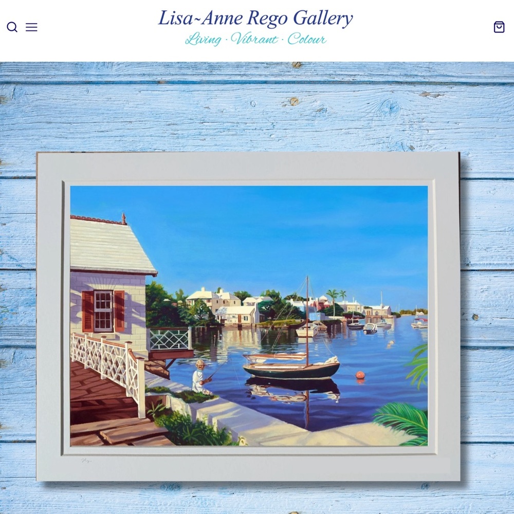 Lisa - Anne Rego Gallery Bermuda Classic Harbourfront 16” x13” Framed Print